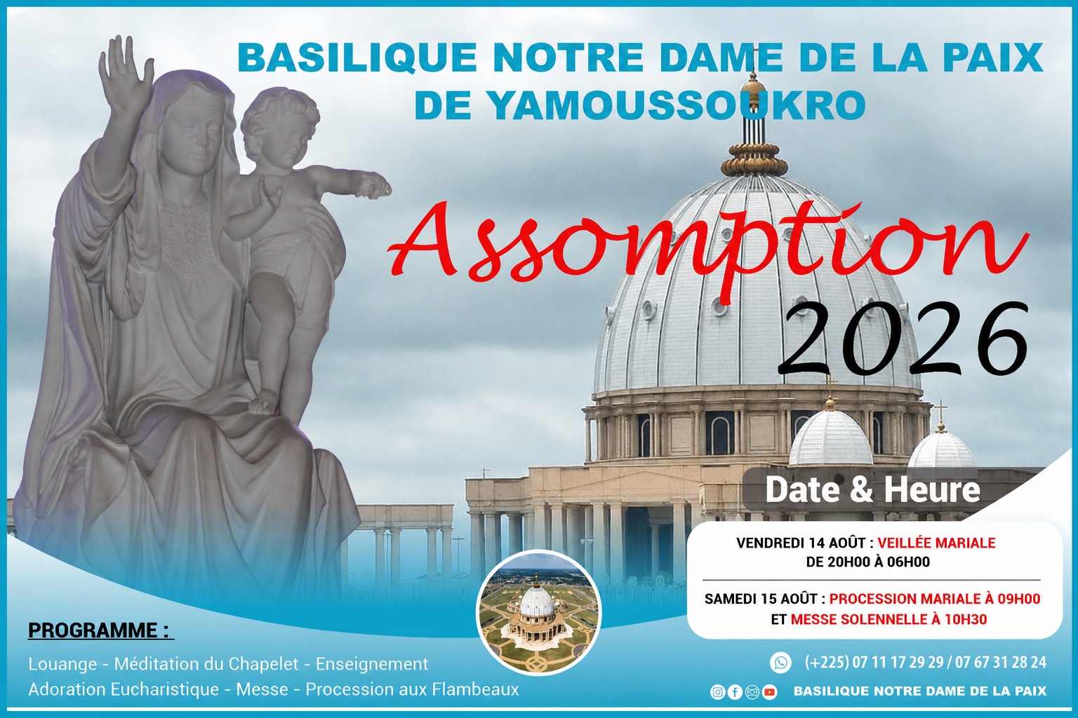 ASSOMPTION 2026 à la Basilique Notre Dame de la Paix de Yamoussoukro